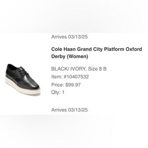Cole Haan Women's Black and Ivory Grand City Platform Derby